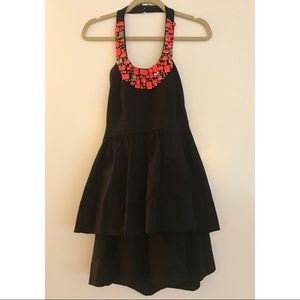 Shoshanna Jeweled Halter Layered Dress